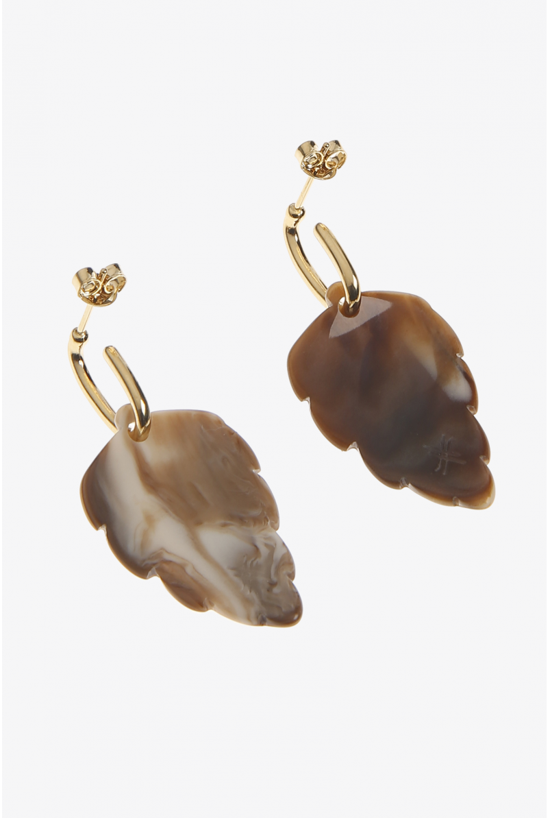 Gold-plated brown earrings