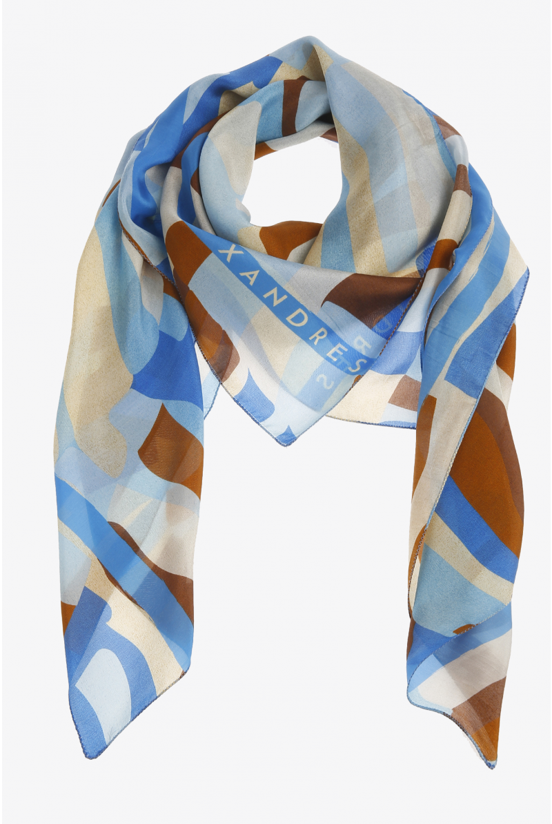 eigenaar diepvries Biscuit Zijden sjaal met kleurrijke print - Xandres