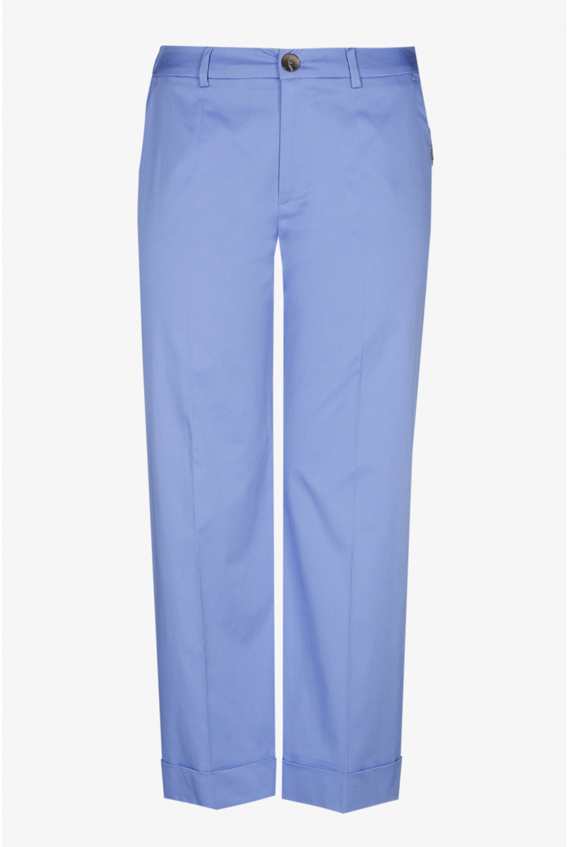 Pantalon d'été large de couleur bleue avec élastique à la taille