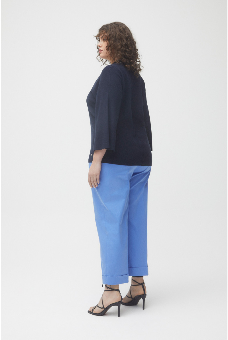 Pantalon d'été large de couleur bleue avec élastique à la taille