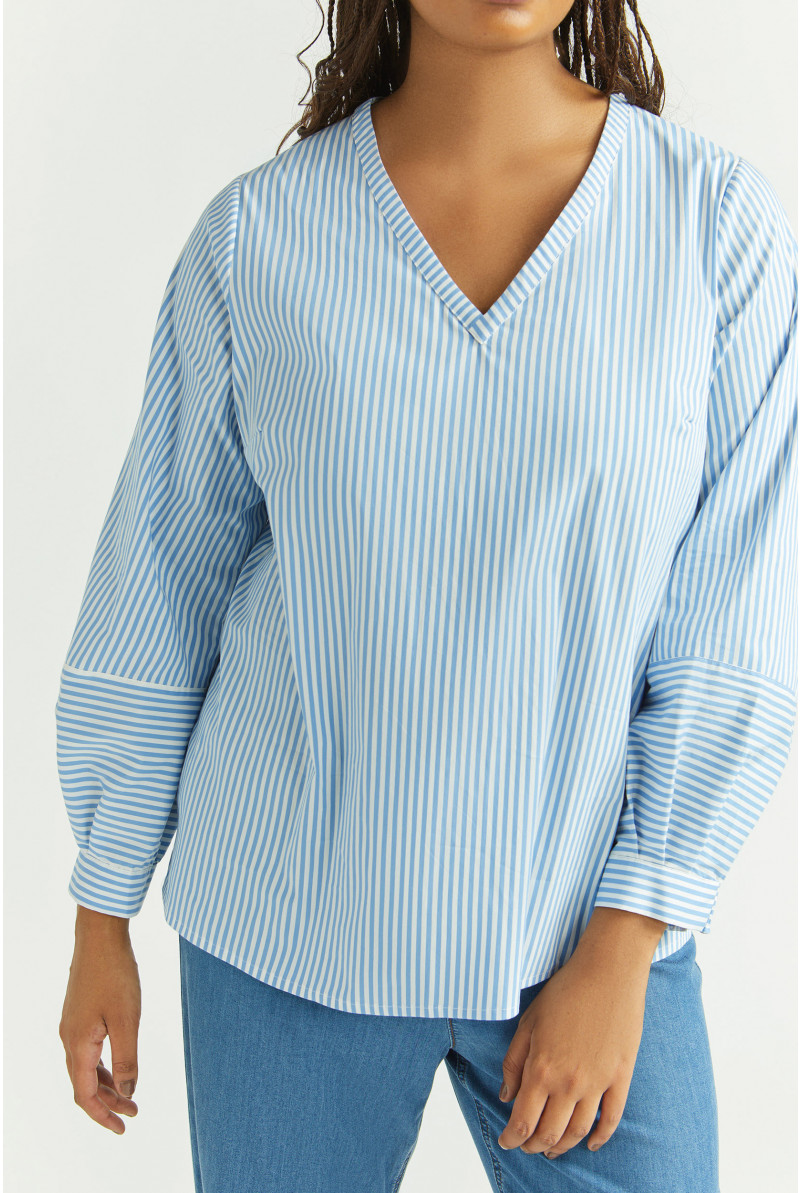 Blouse rayée en tissu extensible