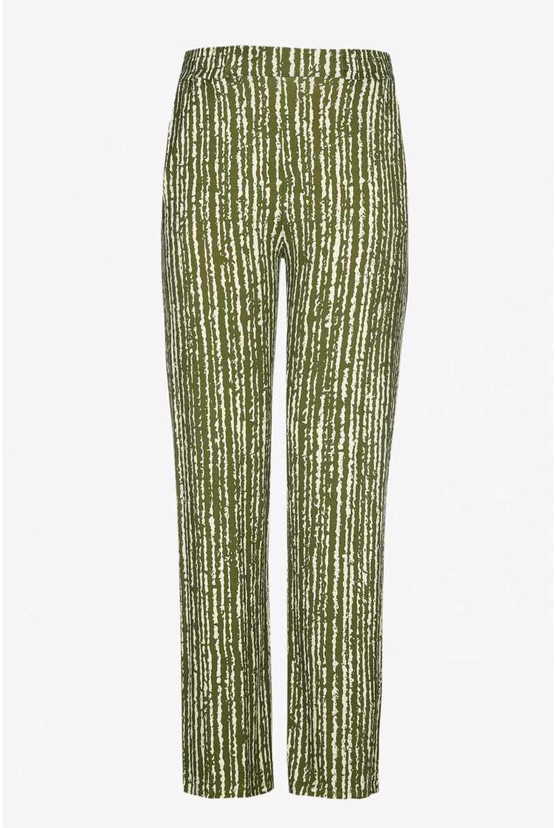 Wide green and ecru trousers