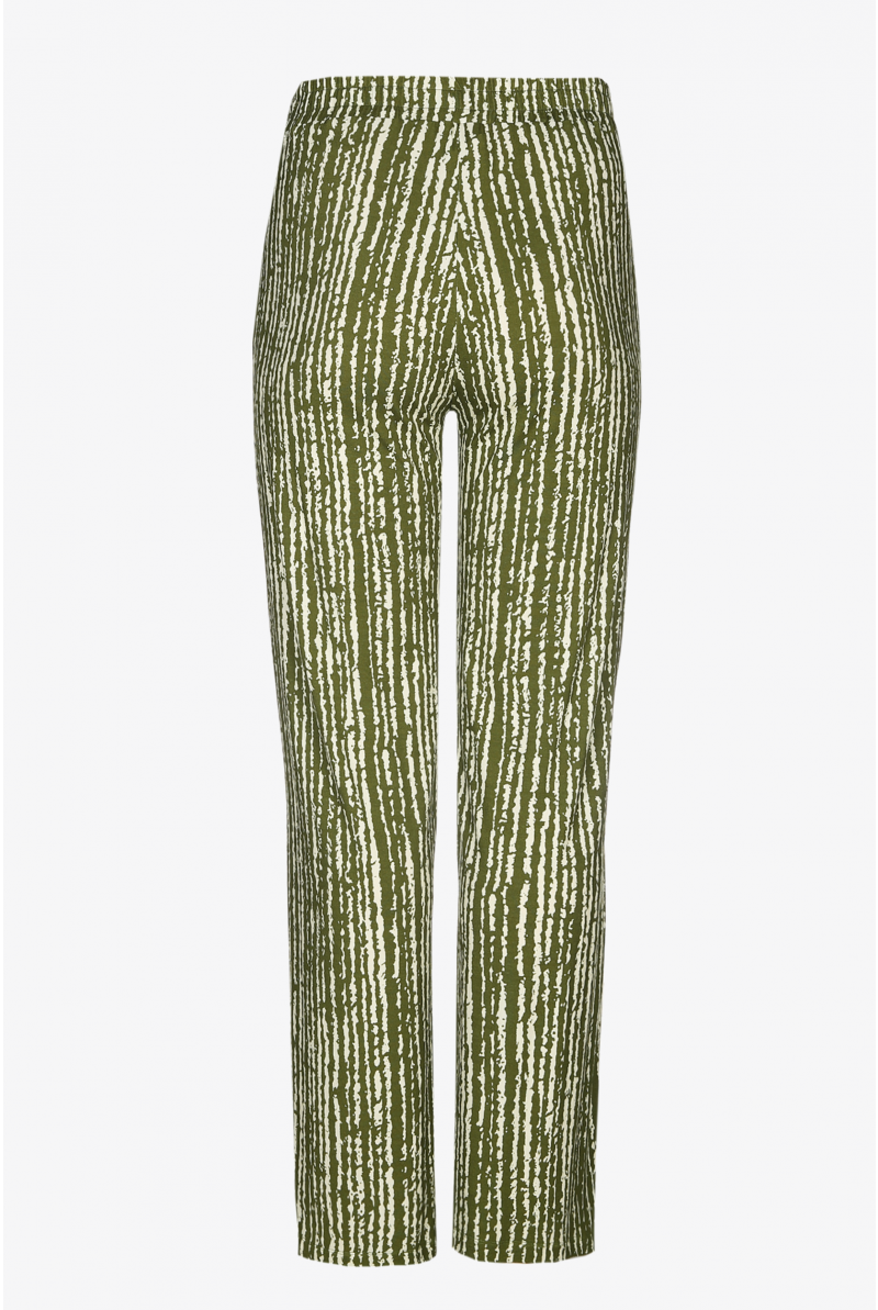 Wide green and ecru trousers