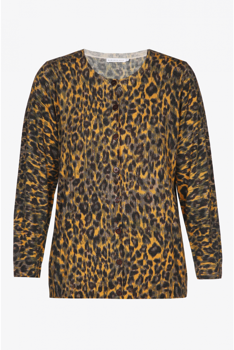 Cardigan with leopard print