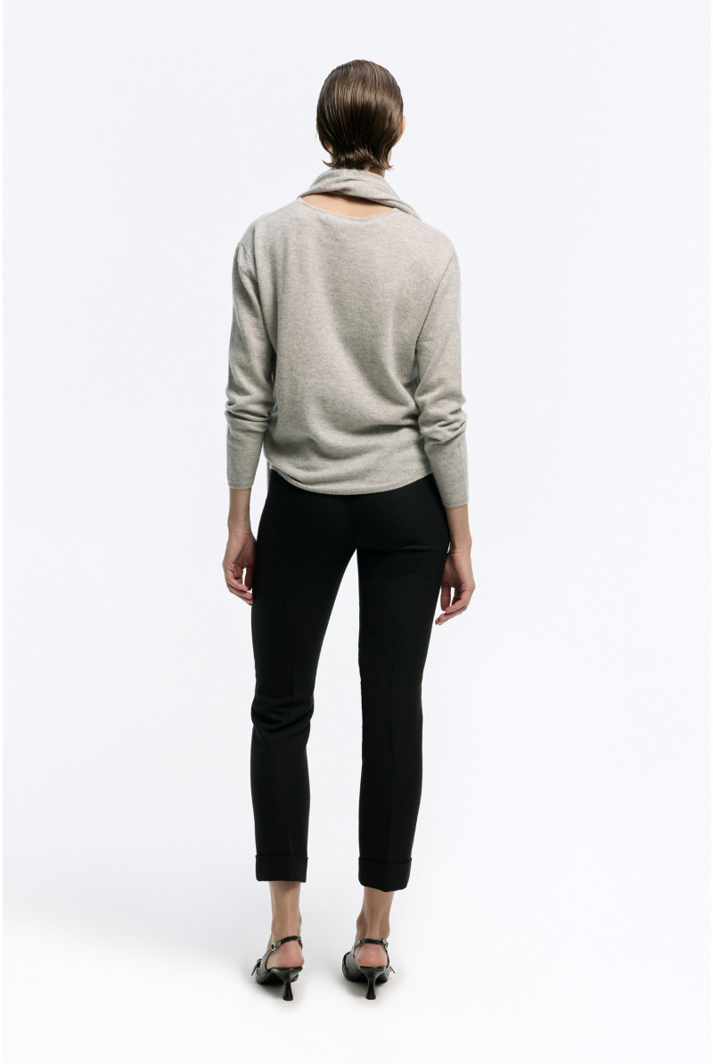 Zwarte chino broek met omslag