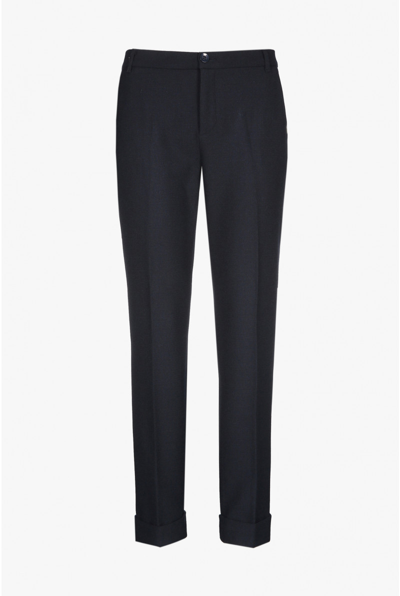 Dark-blue chinos with cuffs