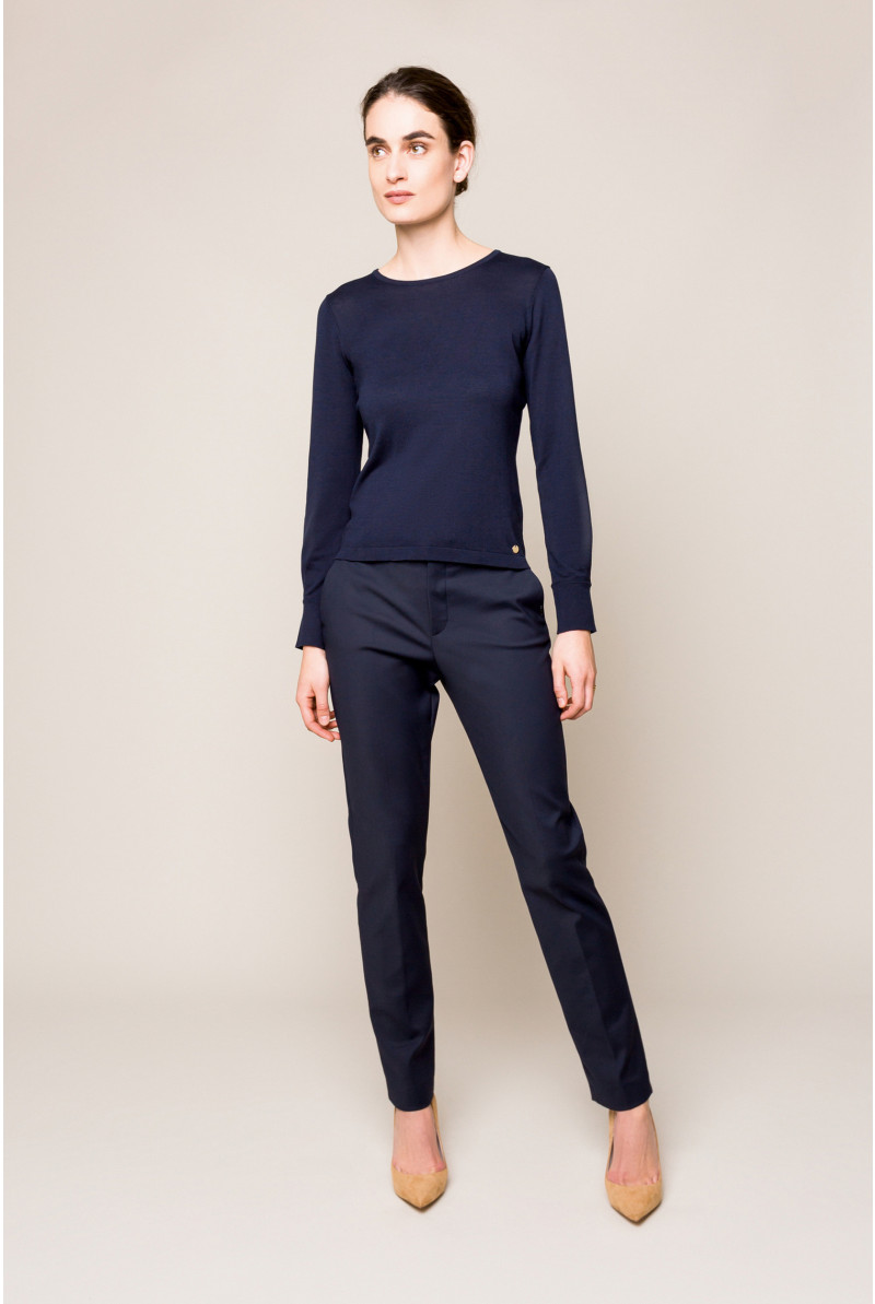 Pantalon chino bleu marine en coton