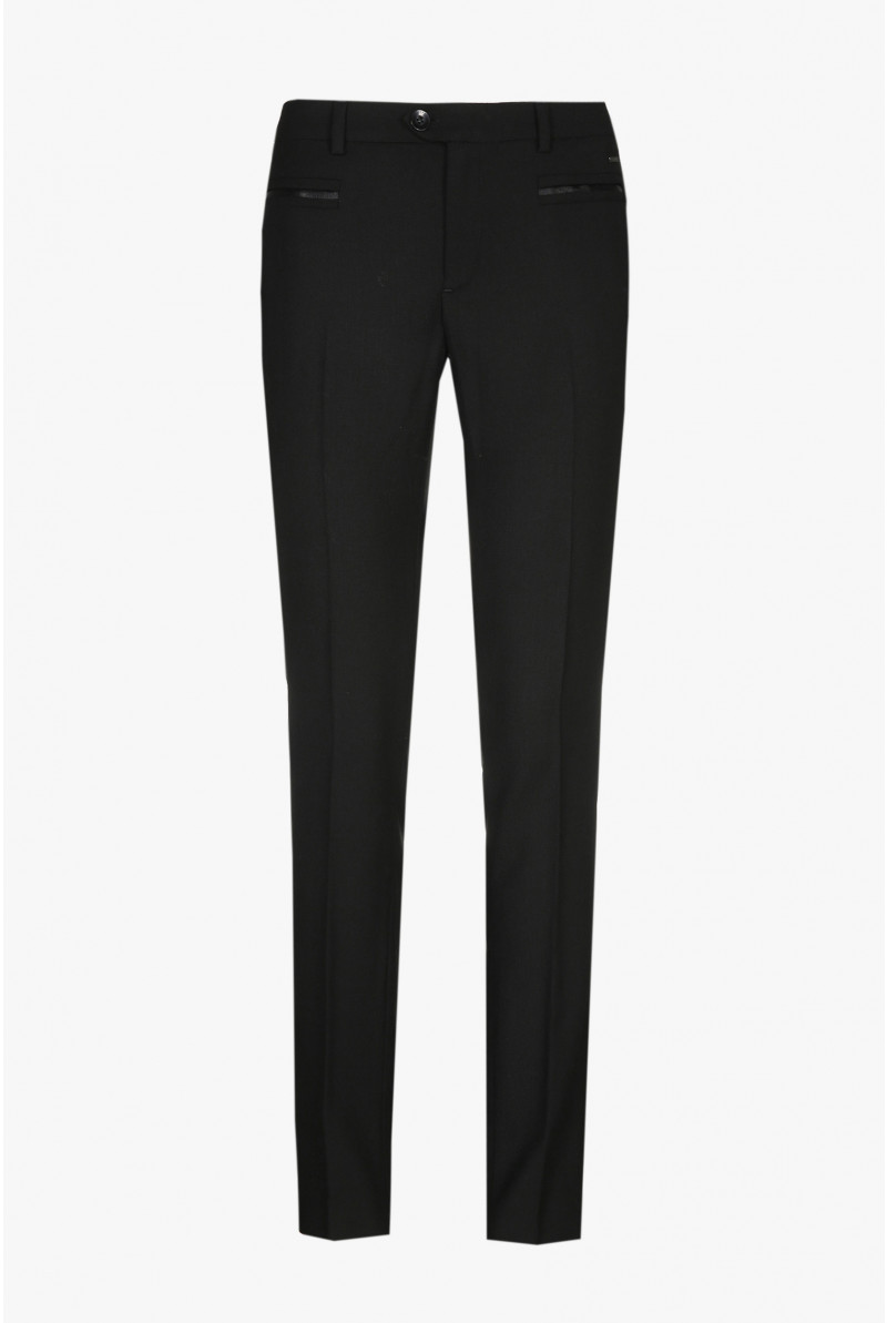 Pantalon habillé en laine noir à coupe ajustée