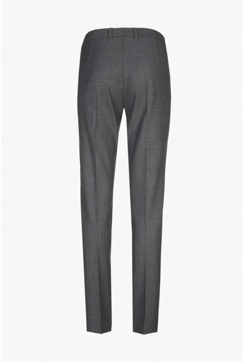 Pantalon habillé en laine gris foncé à coupe ajustée