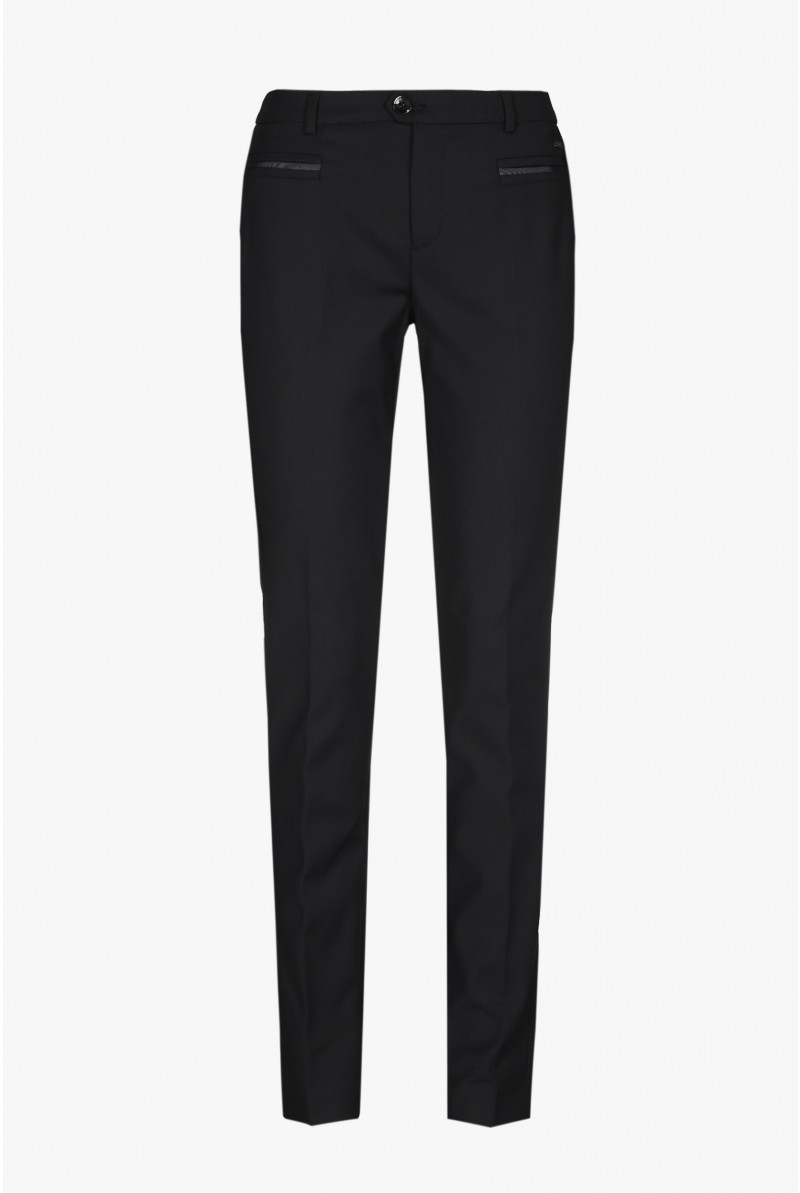 Black cotton trousers with a slim fit
