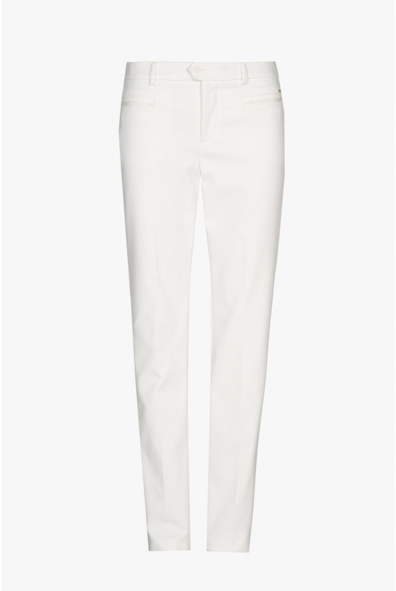 White cotton trousers with a slim fit