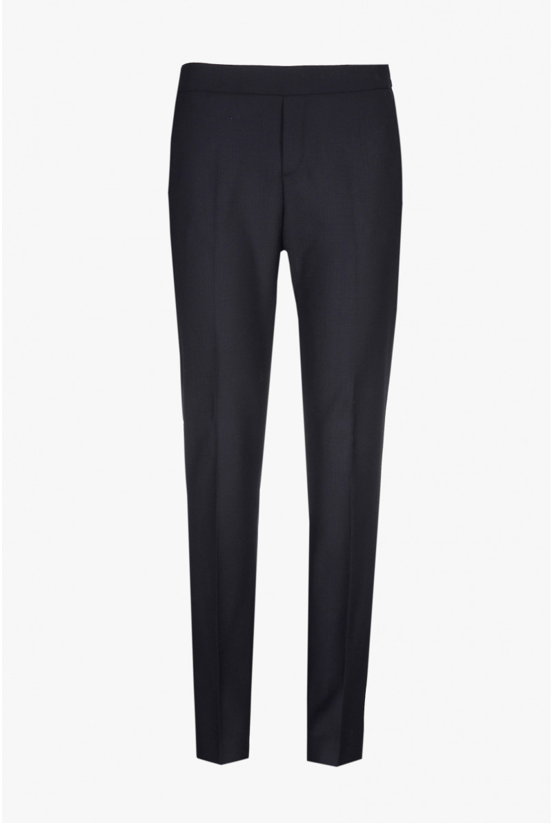 Chino habillé en laine bleu foncé
