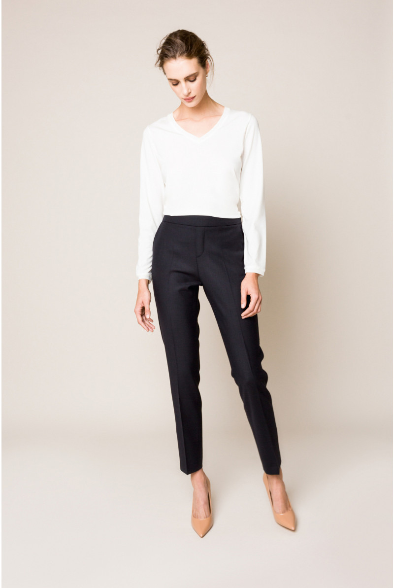 Chino habillé en laine bleu foncé