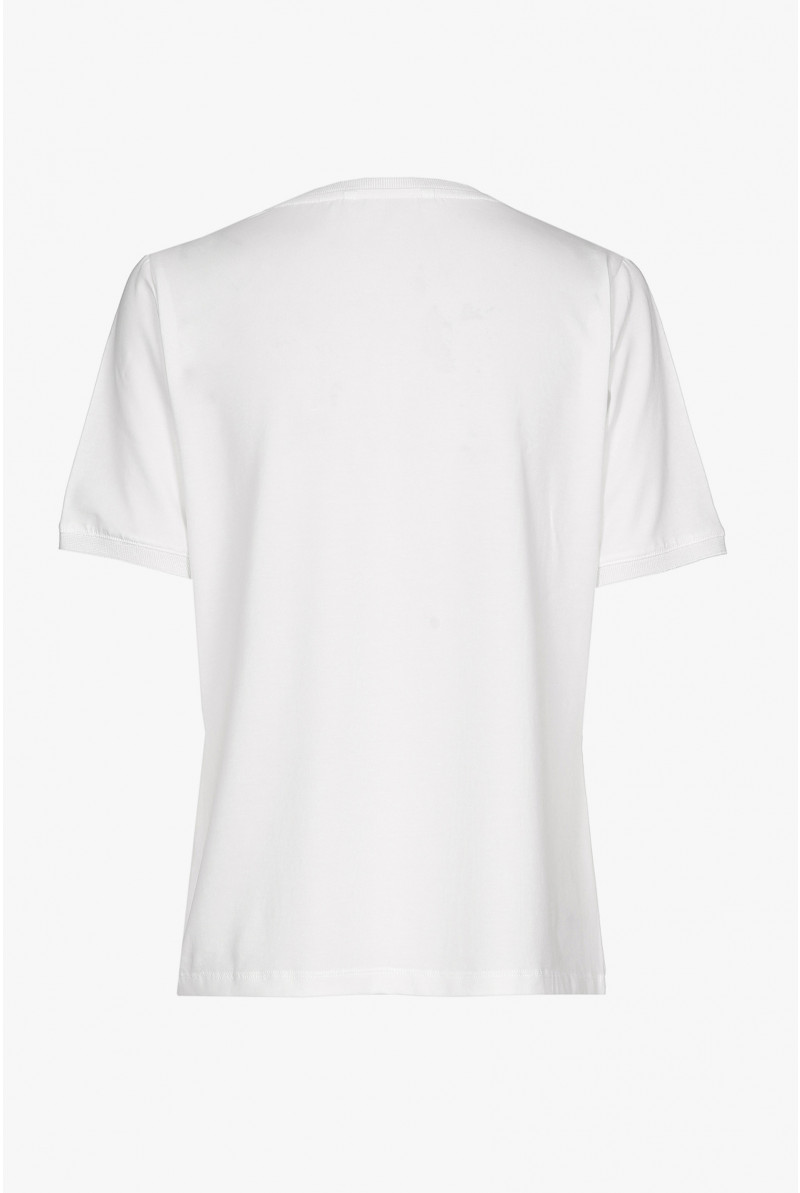 White, short-sleeved T-shirt with a V-neck