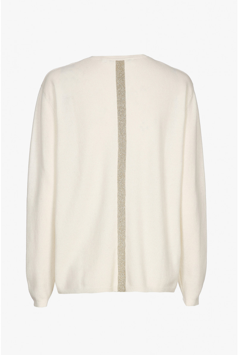 White cashmere jumper with a V-neck