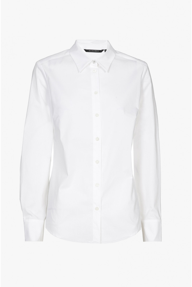 White cotton long-sleeved shirt