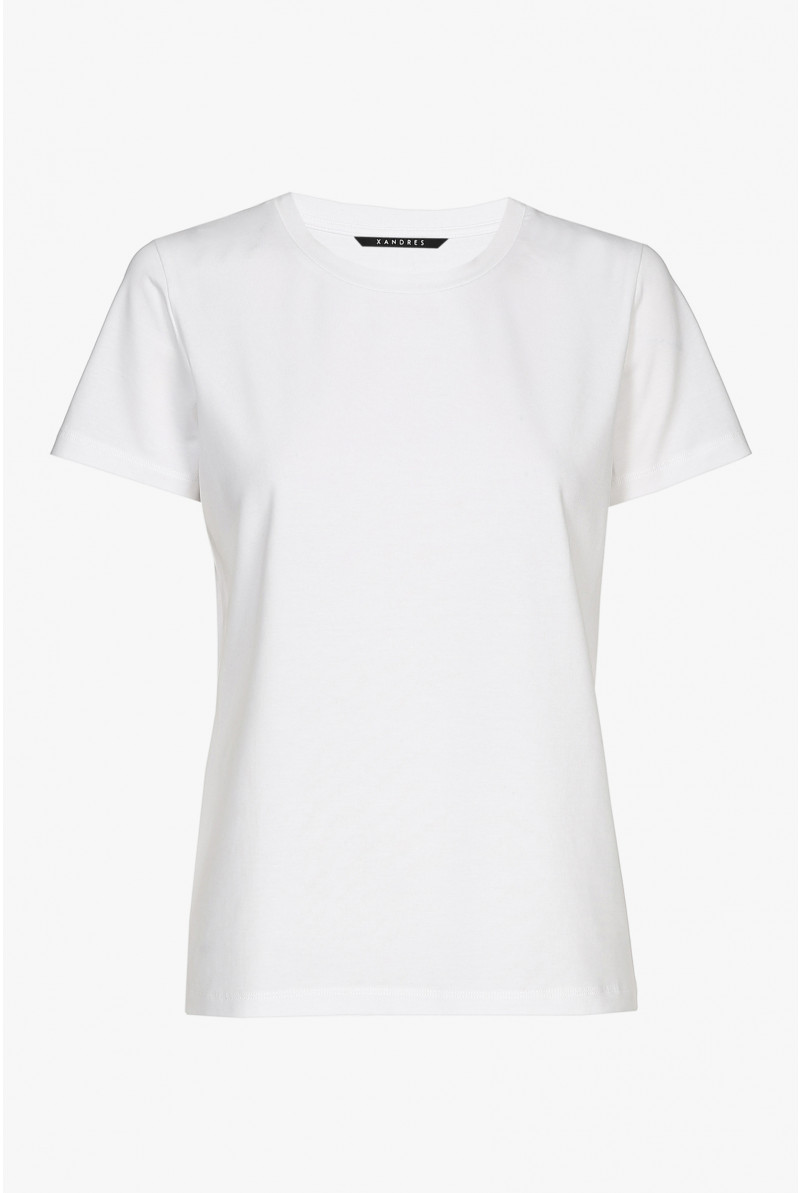 Wit T-shirt met ronde hals en korte mouwen