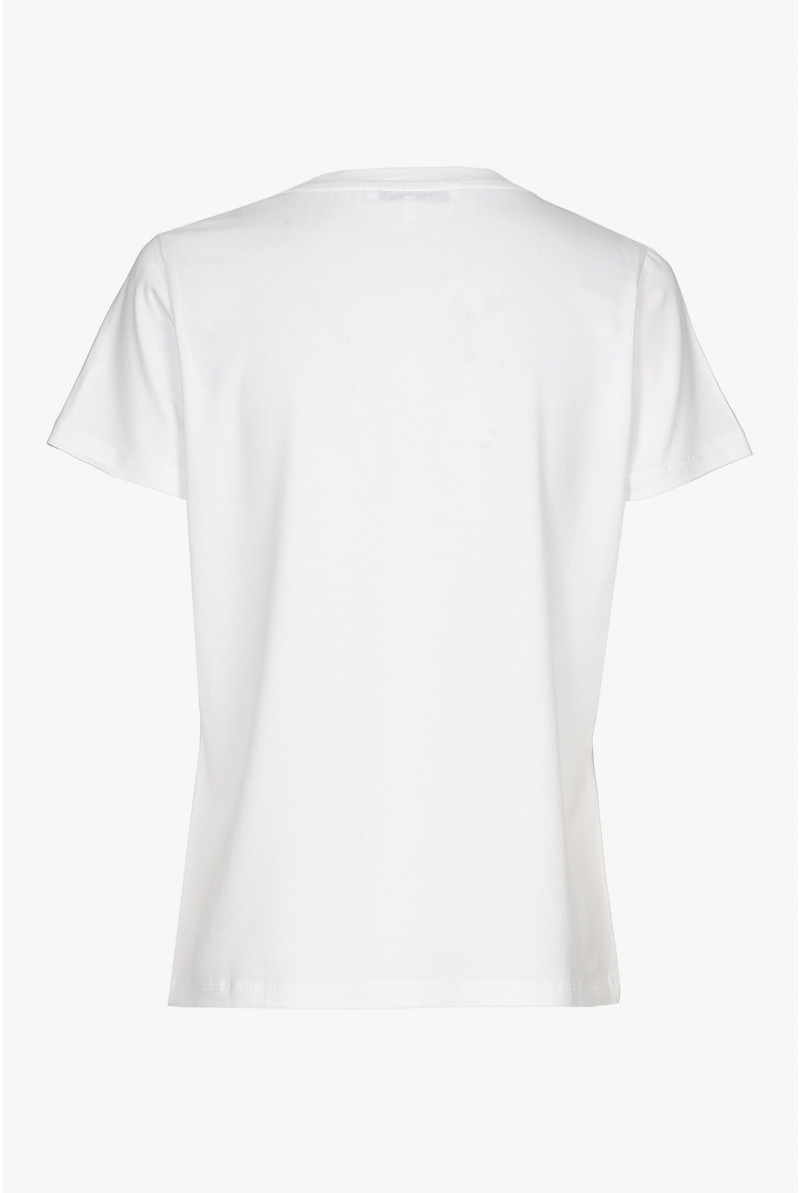 Wit T-shirt met ronde hals en korte mouwen