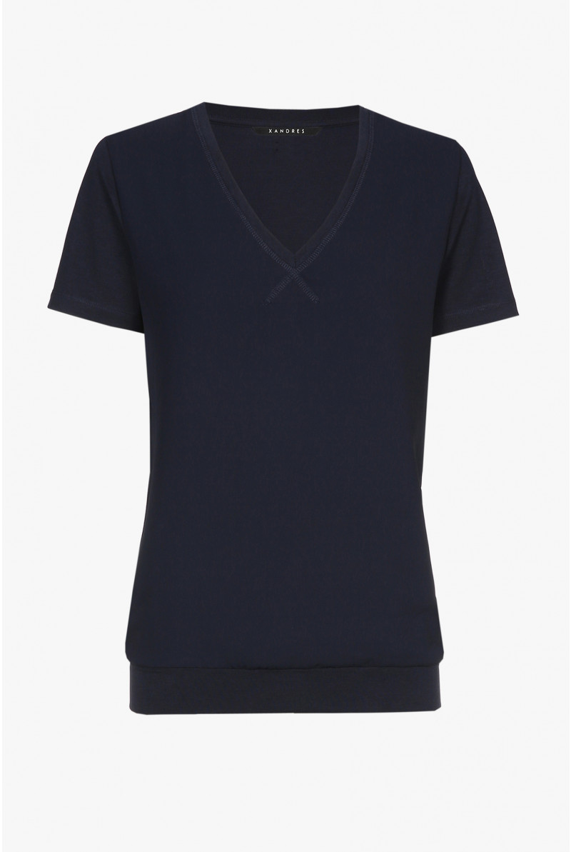 Navyblauw T-shirt met V-hals