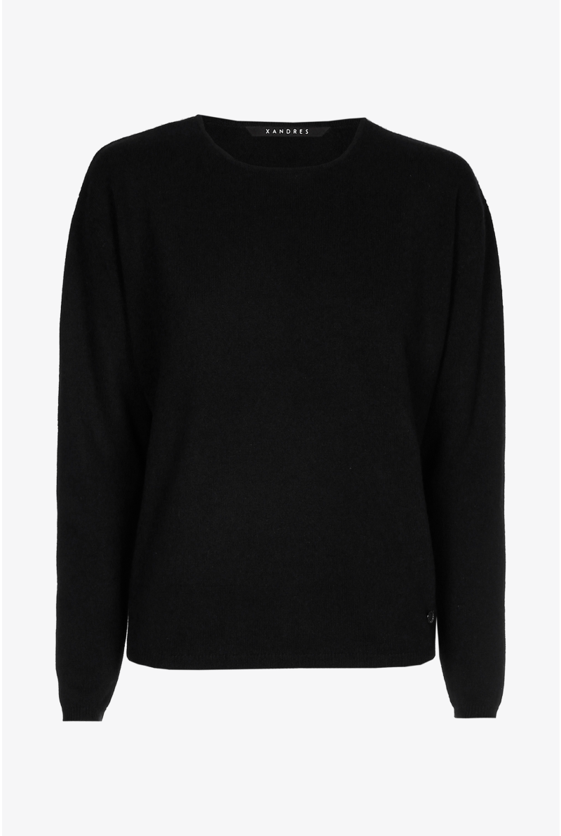 Schwarzer Cashmere Pullover mit Rundhalsausschnitt