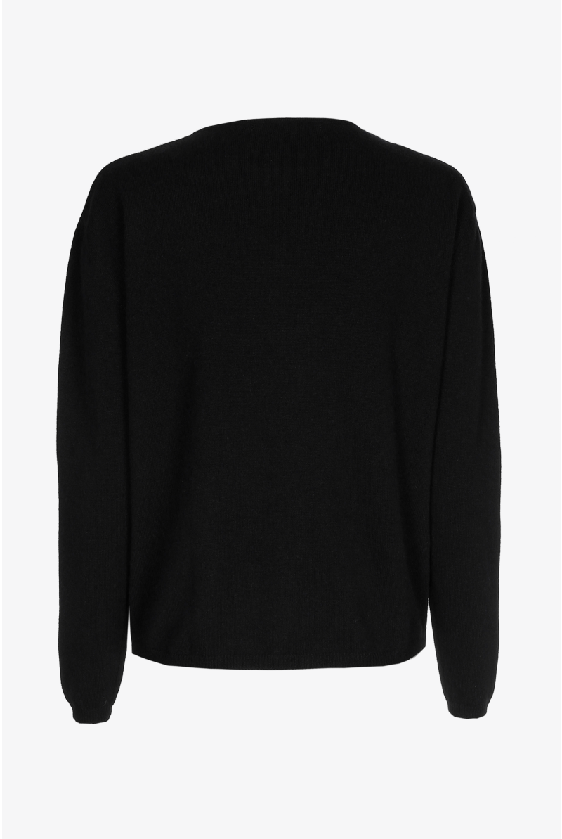 Schwarzer Cashmere Pullover mit Rundhalsausschnitt