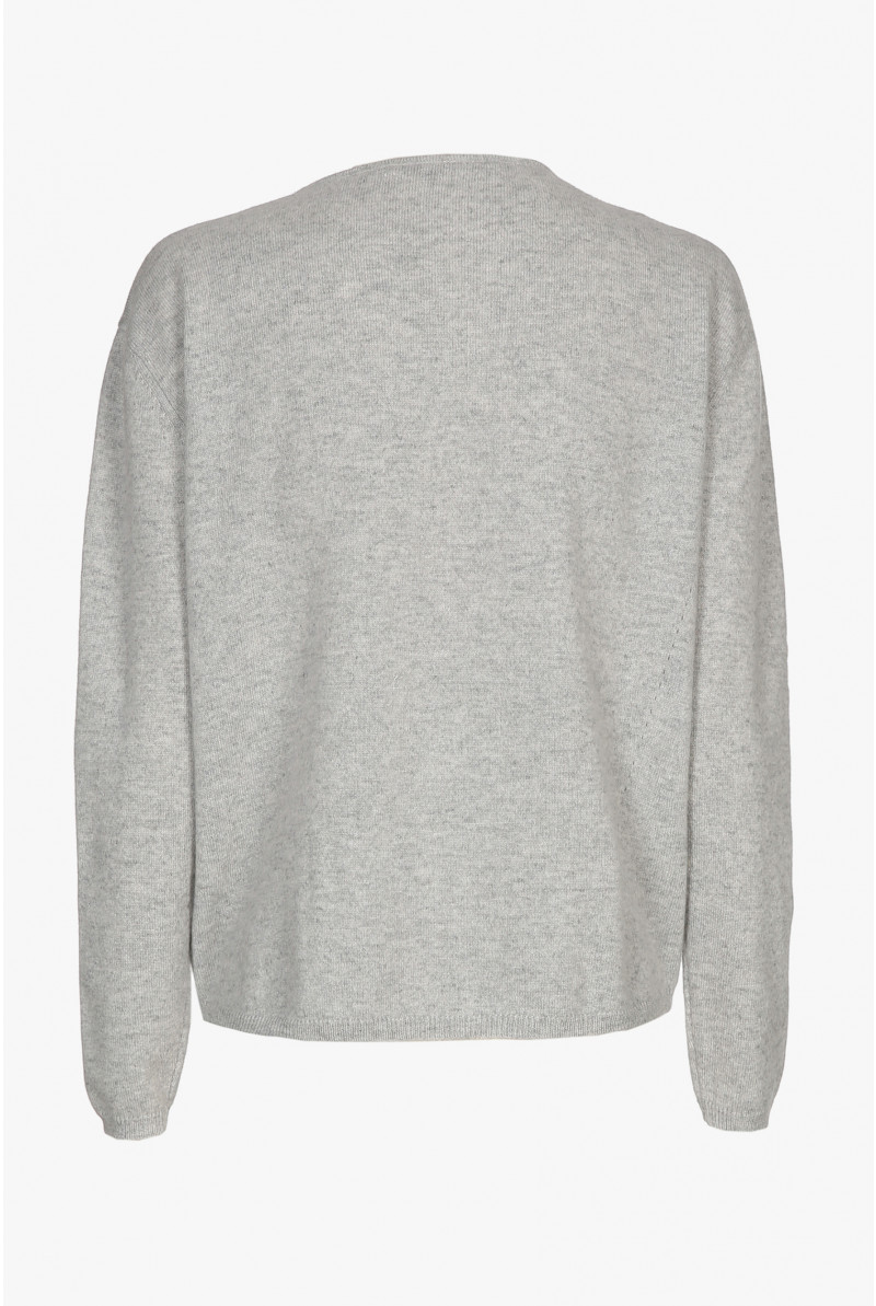 Grijze cashmere pull met ronde hals