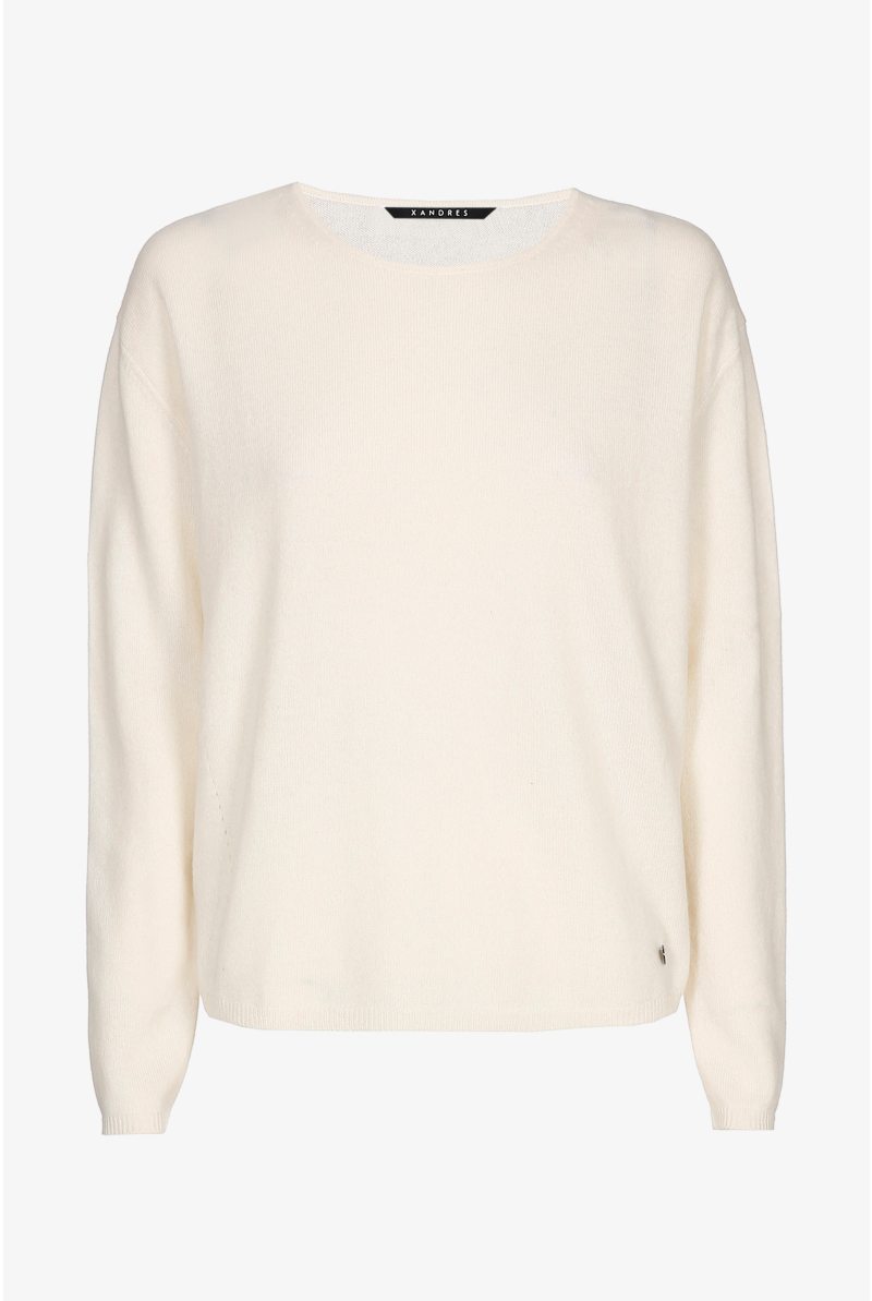 Witte cashmere pull met ronde hals