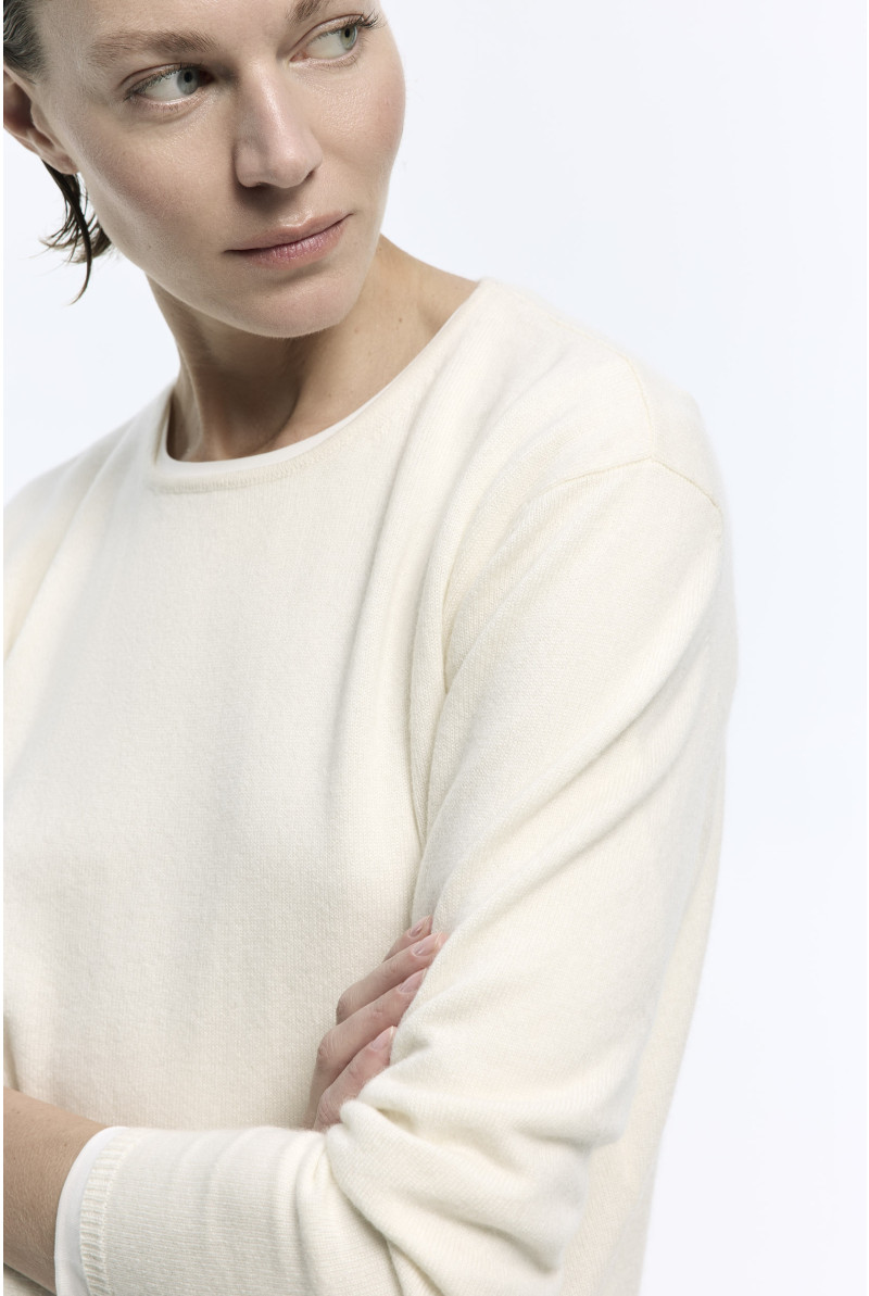 Witte cashmere pull met ronde hals