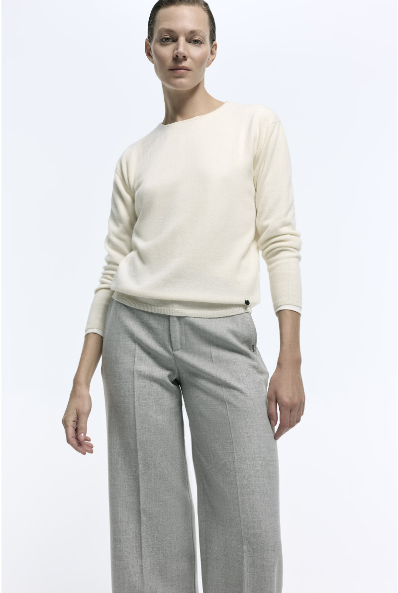 Witte cashmere pull met ronde hals