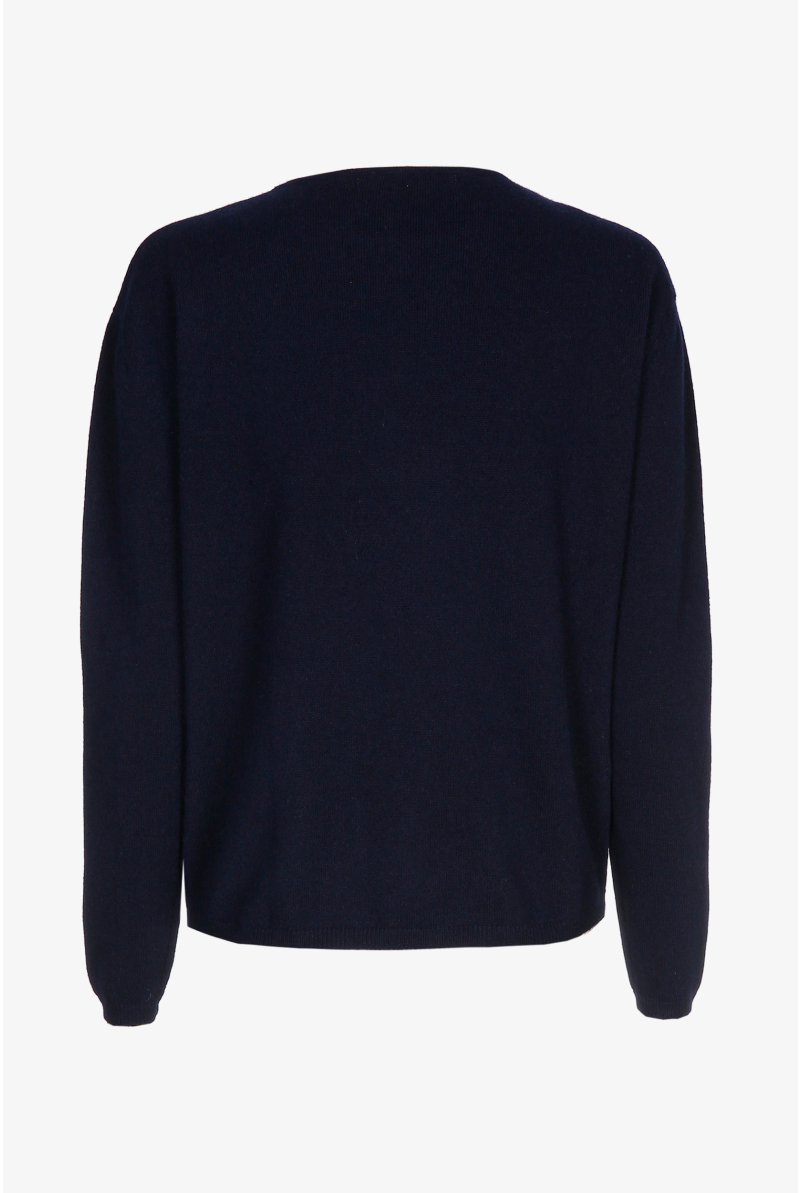 Pull en cachemire bleu marine à col rond