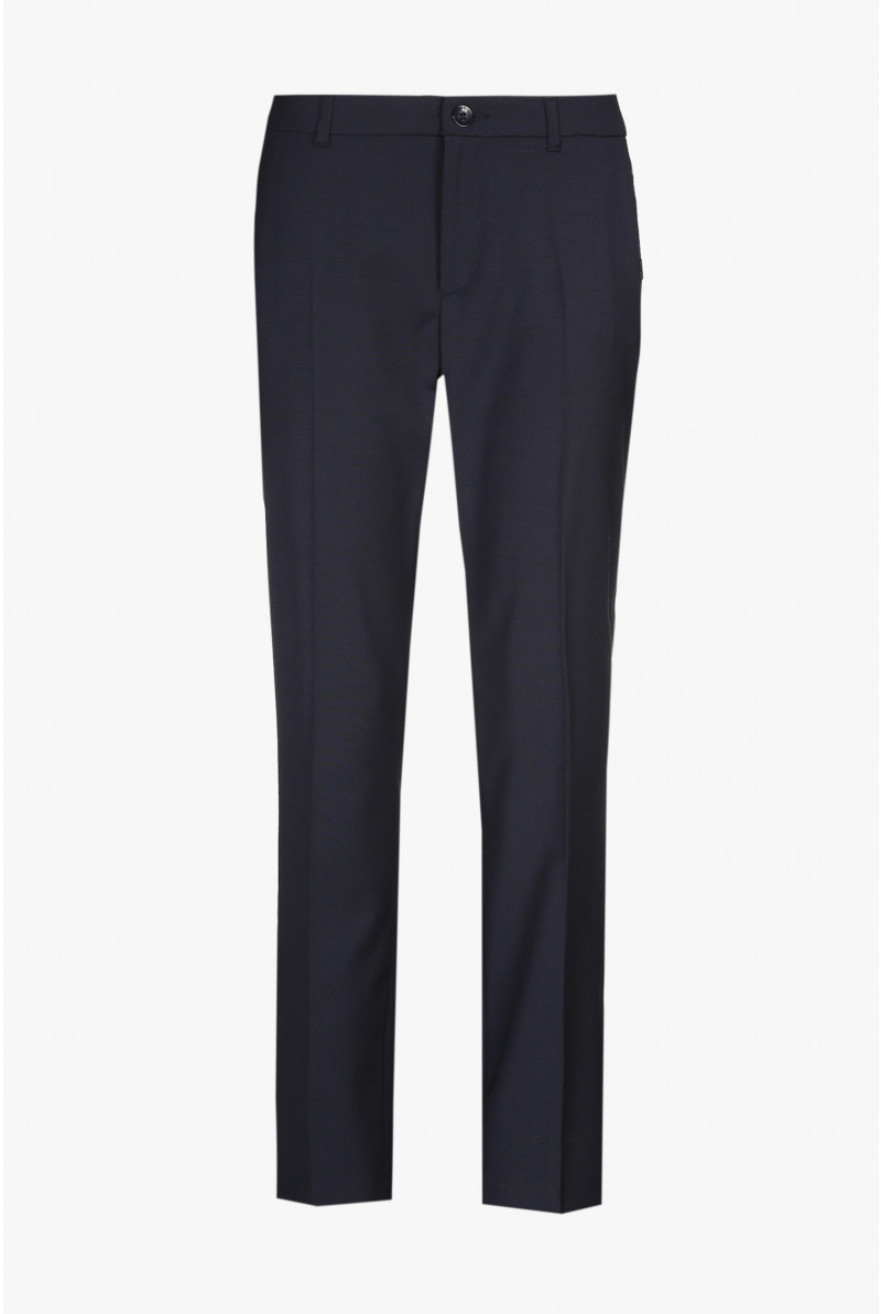 Navy-blue woollen chinos