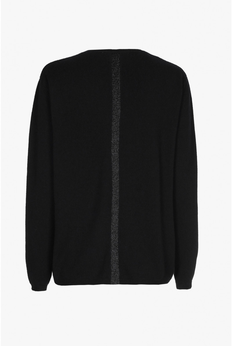 Zwarte cashmere trui met V hals