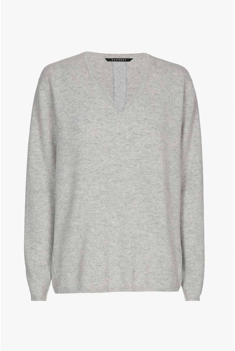 Schwarzer Cashmere Pullover mit V-Ausschnitt