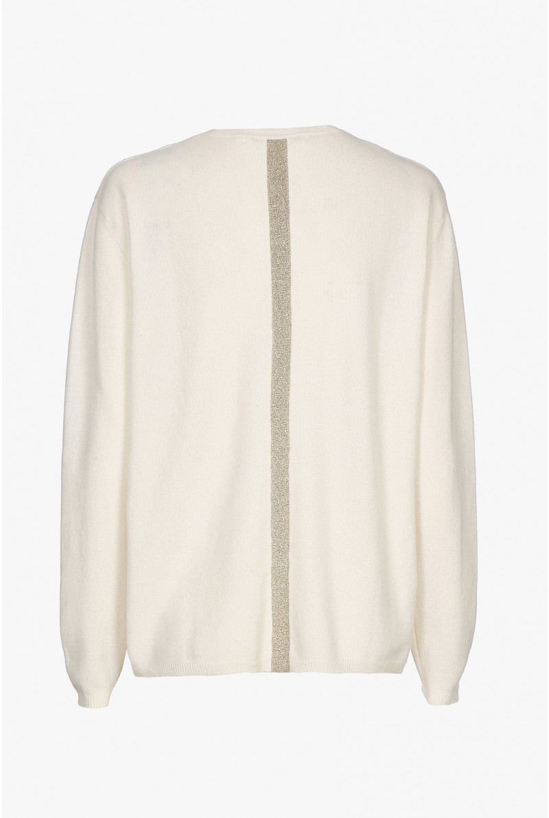 Pull en cachemire blanc à col en V