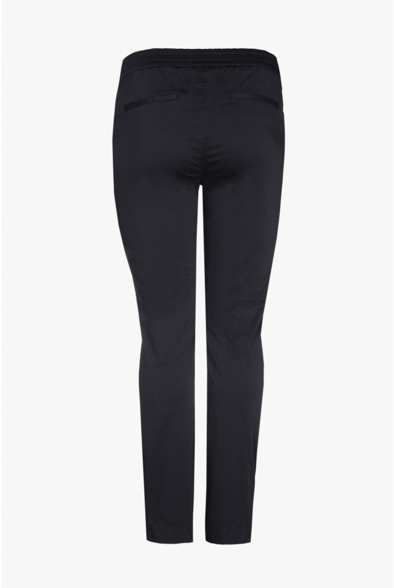 Navy-blue slim-fit cotton trousers