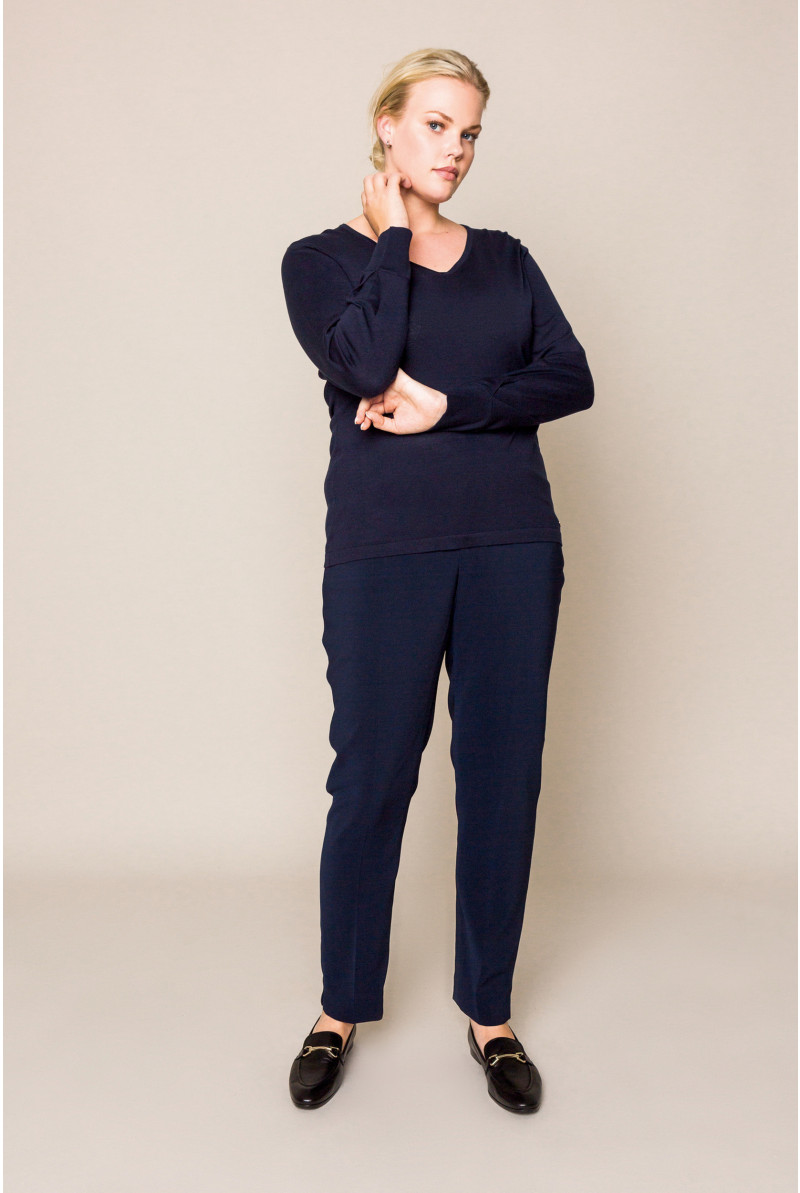 Navy-blue slim-fit trousers