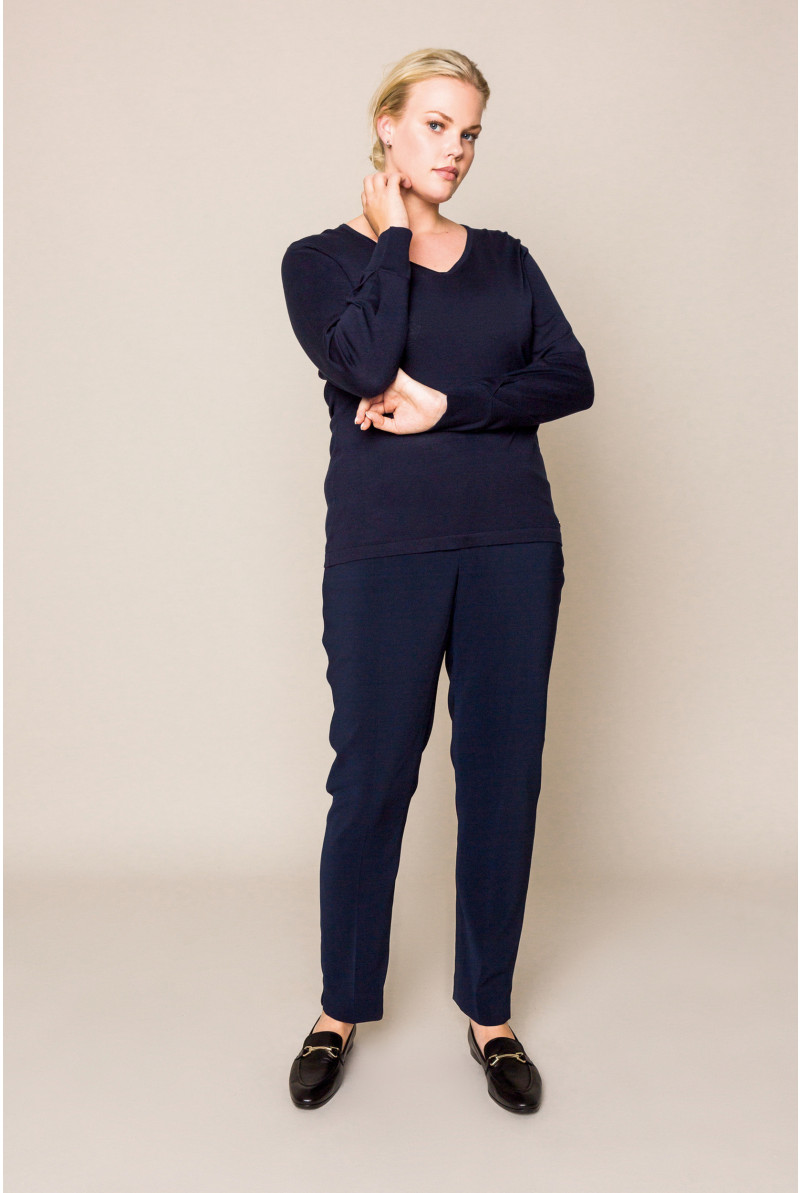 Navyblauwe slim fit broek