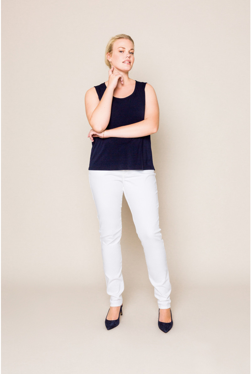 Navy-blue sleeveless top