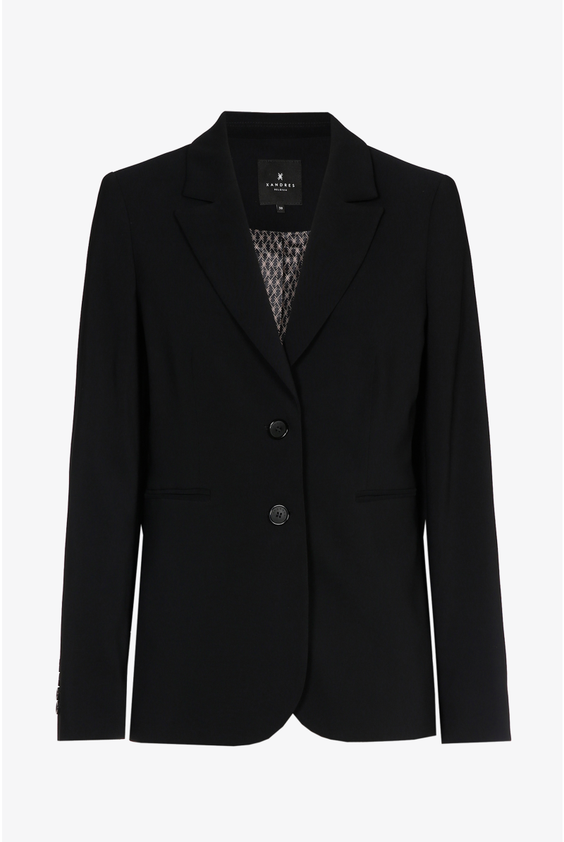 Schwarzer taillierter, knitterfreier Blazer