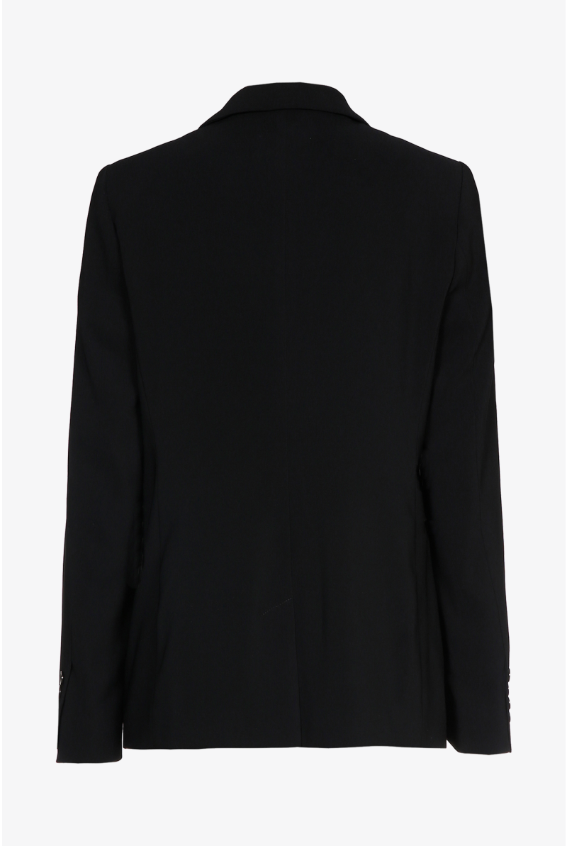 Schwarzer taillierter, knitterfreier Blazer