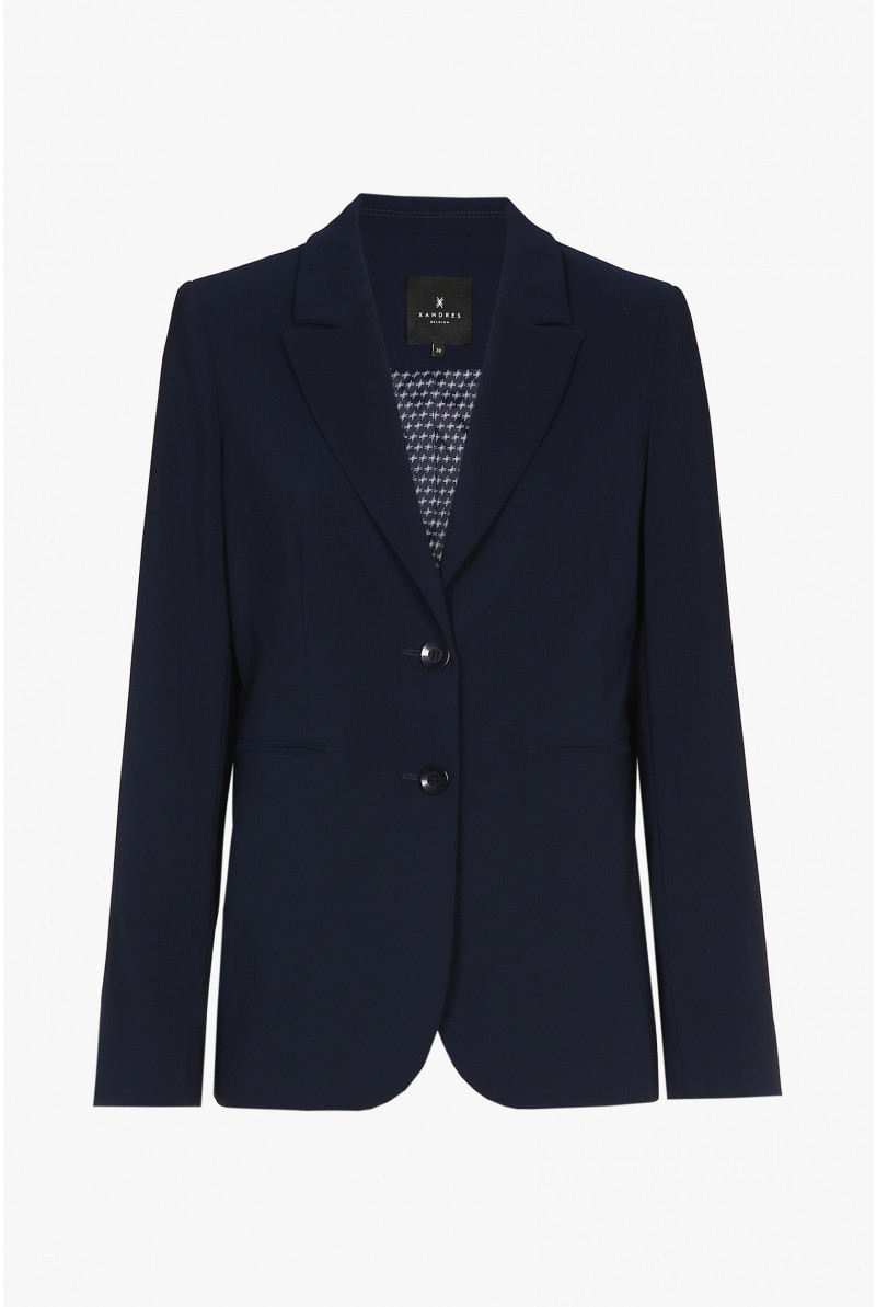 Dunkelblauer taillierter, knitterfreier Blazer