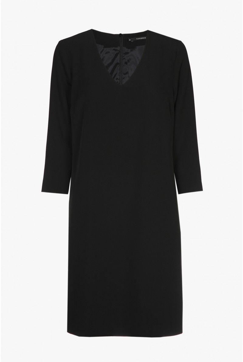 Black A-line dress with a V-neck