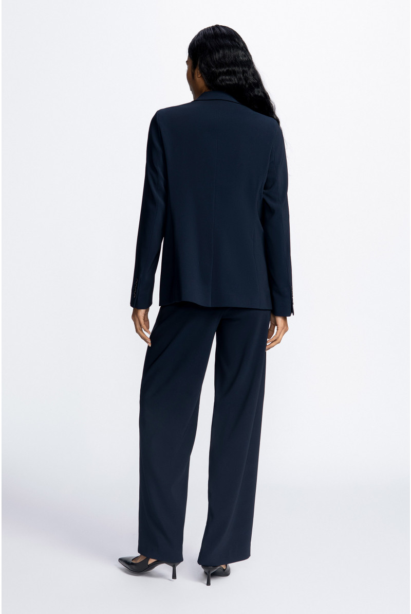 Navy-blue loose-fitting trousers