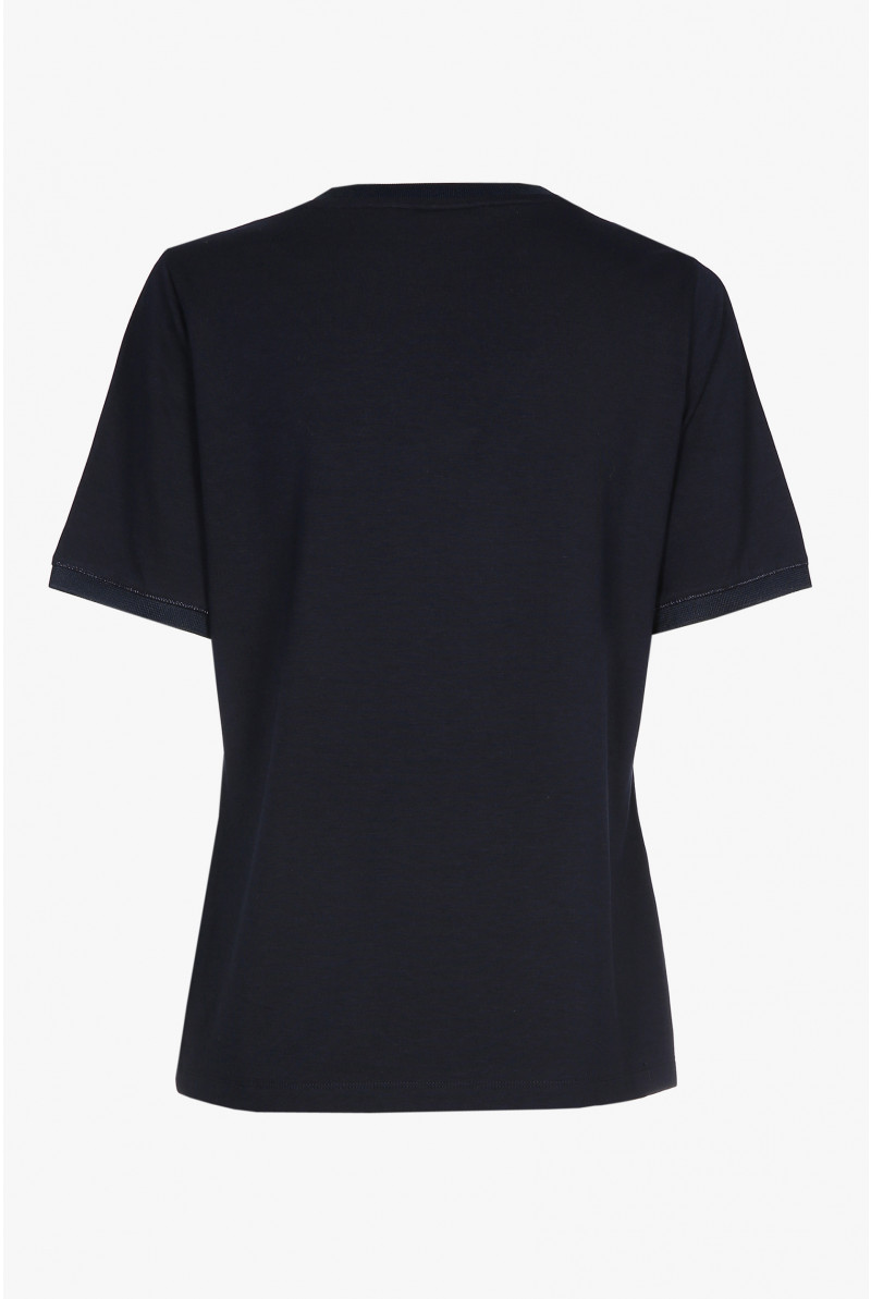 Navyblaues Kurzarm-T-Shirt mit V-Ausschnitt