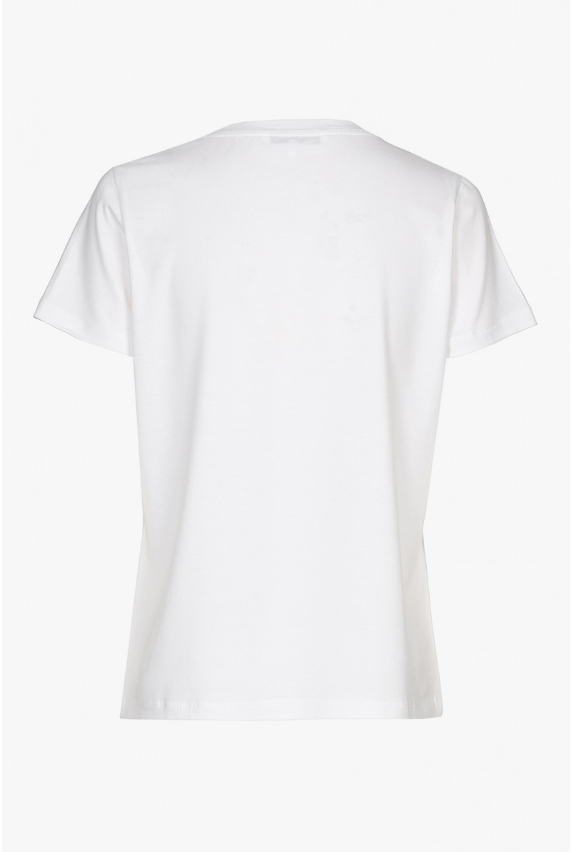 White, short-sleeved T-shirt with a round neck