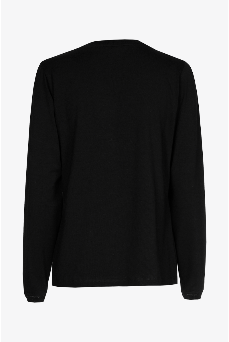 Zwart T-shirt met V-hals en lange mouwen