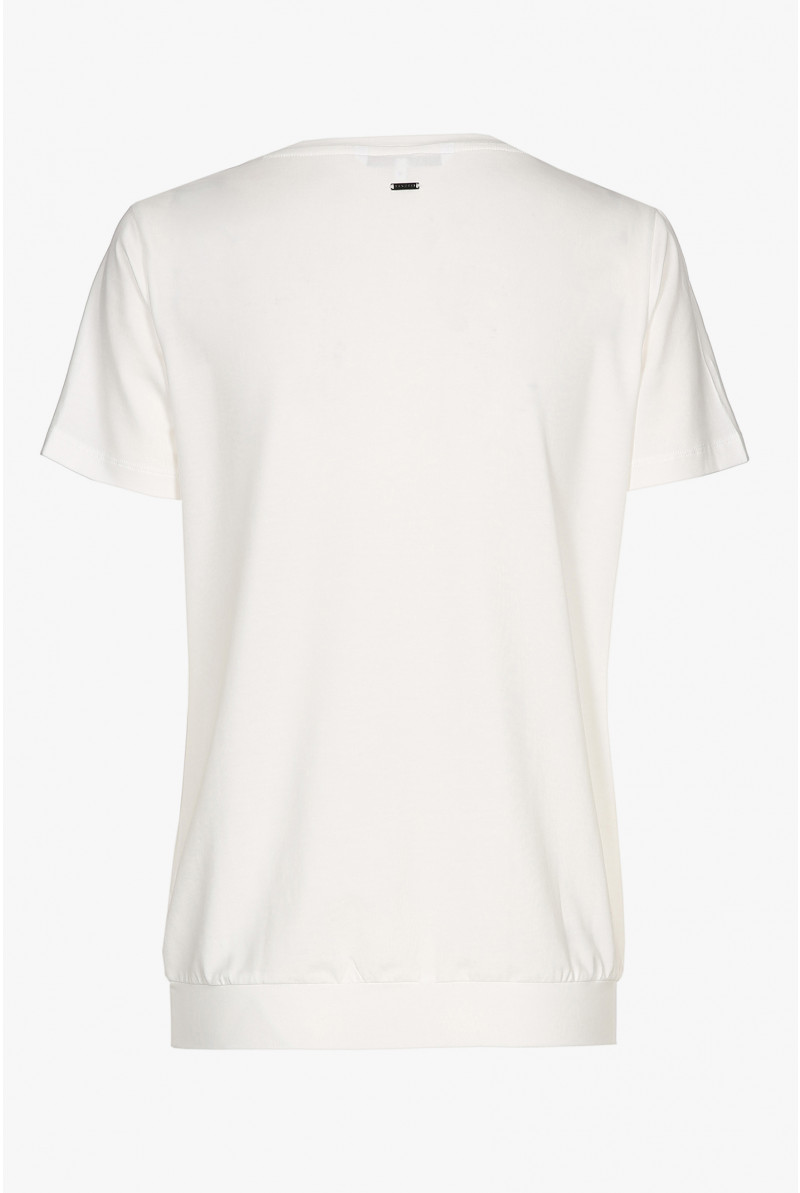 Ecru T-shirt met V-hals