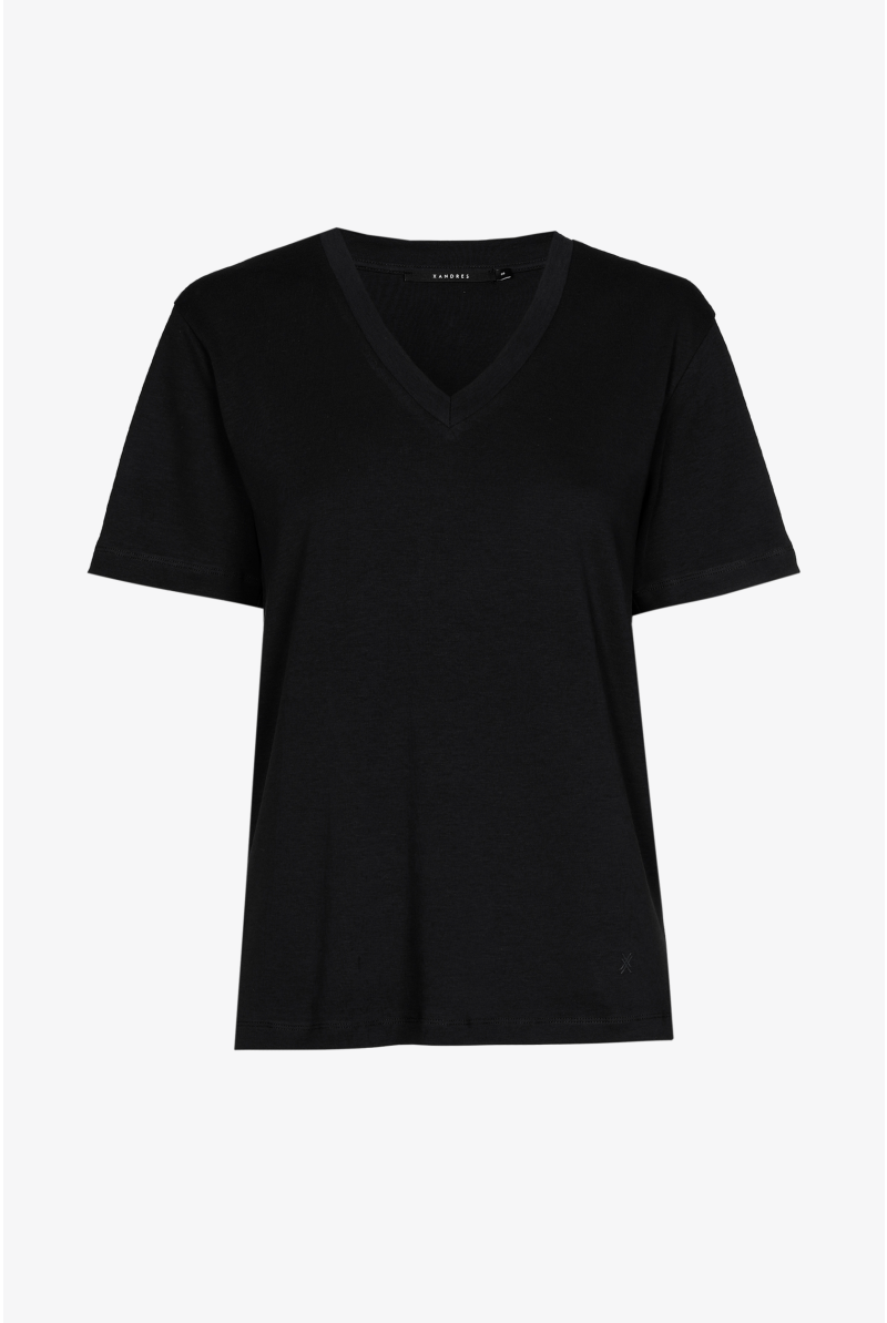 T-shirt met V-hals en korte mouwen