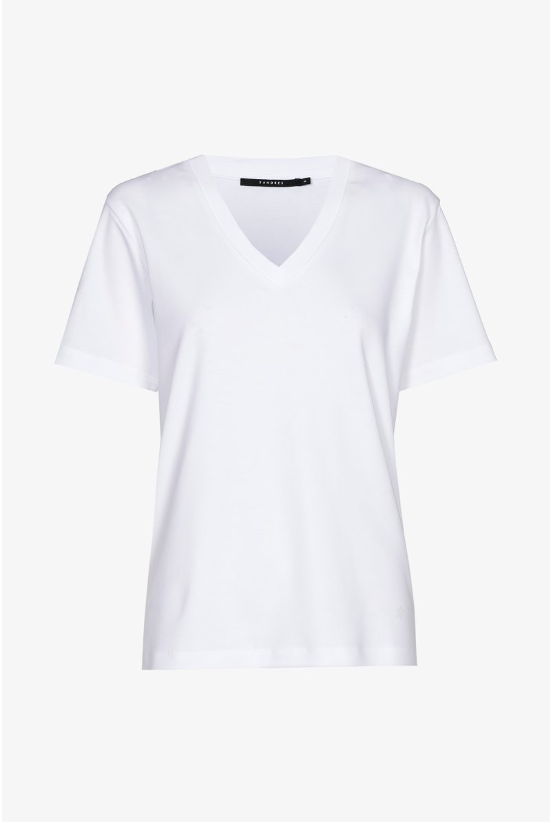 T-shirt met V-hals en korte mouwen