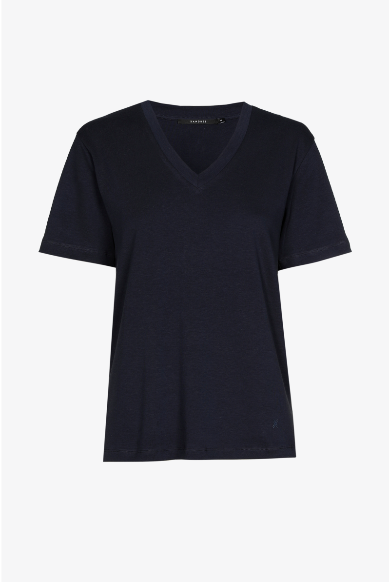 T-shirt met V-hals en korte mouwen